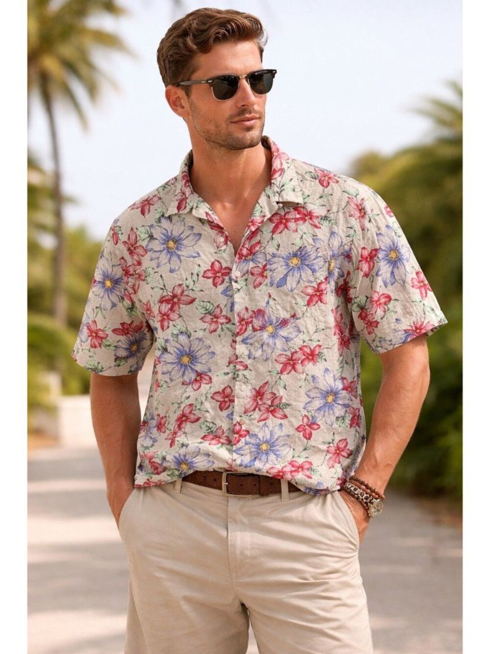Vintage POLO RALPH LAUREN Floral Berkley Cotton Hawaiian Shirt Size Large